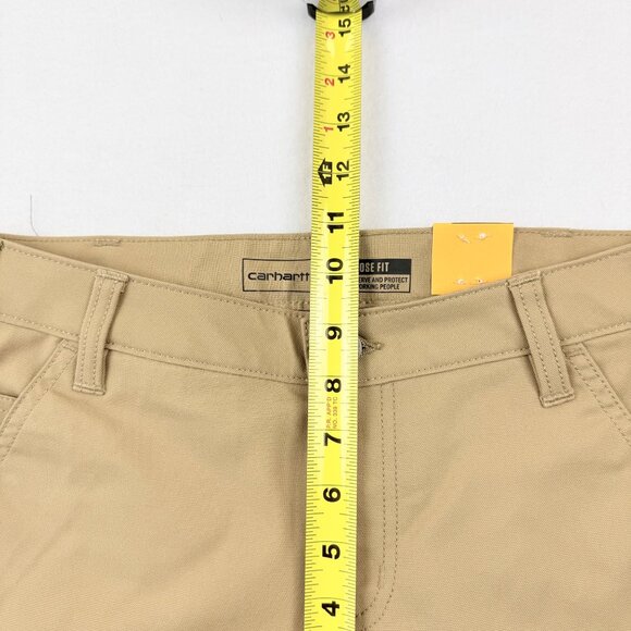 NWT Carhartt Women's Rugged Flex Outdoor Tan Canvas Work Shorts Size 2 Inseam 10 - Picture 9 of 11